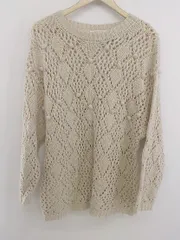 ◇ chocol raffine robe 透かし編み 長袖 ニット セーター サイズF ベージュ系 レディース メンズ P  【1303310009121】