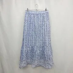 ◇ Θ COMME CA ISM コムサイズム 総柄 ロング フレア スカート サイズ9 ブルー系 レディース E  【1503060004586】