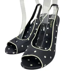 ドルチェ&ガッバーナ ドルガバ ポルカドット スリングバック ウエッジ サンダル オープントゥ サンダル ドット柄 サテン [36 1/2(約23.5cm)]