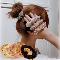 ヘアゴム パール バブル シンプ ブレスレット ビーズ ヘア留め ヘアアクセサリー 髪飾り 上品 パーティー飾り(メール便送料無料)