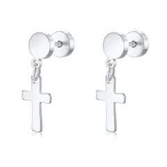 【新着商品】アクセサリー メンズ メンズ レディース ピアス 男女兼用 ピアス ユニセックス イヤリング 十字架ピアス おしゃれ サージカルステンレスイヤリング シンプル シルバー ホワイト クロス Rockyu