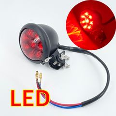 ワイケーショップ ブラック☆バイク ラウンド☆テールランプ LED 12V SR チョッパー ボバー スクランブラー ハーレー　ykshopb