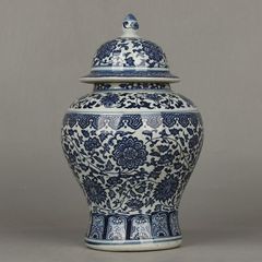 中国美術 青花三星冬瓜蓋缶 工芸品 美術品 置物 - メルカリ