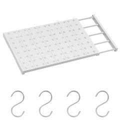 ZelariaX 突っ張り棚 強力タイプ 伸縮式 ホワイト 幅35cm 長さ73-125cm 耐荷重 10~25kg 収納ラック メッシュ／フラット ＋ アルミＳ字フック４個付き