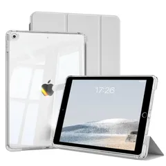 【在庫セール】クリア 2020/2019 透明 ケース 背面 ケース 着脱式 第8/7世代 カバー iPad 三つ折りスタンド iPad 薄型軽量 2021 オートスリープ/ウェイク解除機能 分離式 iPad 第9世代 10.2インチ SQBEBS グレー