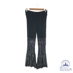 ☆美品☆ SUREVE パンツ ボトム かぎ編み レース ニットパンツ タイトブーツカット カジュアル シースルー レディース ブラック L 901-1169 送料無料