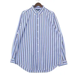 ラルフローレン 長袖ボタンダウンシャツ CLASSIC FIT ストライプ メンズUS-XL ブルー hsc-0010n