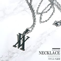 【ステンレス】【ユニセックス】【プレゼント】ロゴモチーフチェーンネックレス【シルバー】【アクセ】【ペンダント】【アズキチェーン】LUXSTYLE（ラグスタイル公式）aa-1617