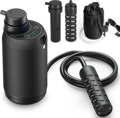GreeShow【業界新発想】 携帯浄水器 アウトドア サバイバル浄水器 濾過器 USB電動 登山 キャンプ 野営 災害用 防災用 グッズ 軽量 LED電灯搭載 GS-2801 フィルター 2個セット