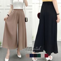 プリーツ ガウチョパンツ 6COLOR パンツ ロングパンツ 着痩せ 脚長