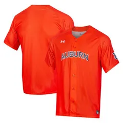 【送料無料】 アンダーアーマー メンズ Tシャツ トップス Men's Under Armour Orange Auburn Tigers Replica Full-Button Baseball Jersey Aub Orange