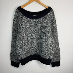 FRAY I.D - FRAY I.D フレイアイディー オーバーサイズ ニット セーター レディース ONEサイズ ブラック ホワイト モノトーン 総柄 古着 ストリート ボートネック モード ヘビーウェイト FRAY I.D フレイアイディー オーバーサイズ ニット セーター