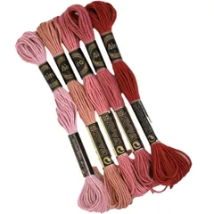 新品 MYmama 刺繍糸 5色 セット 約8ｍ 25番 (くすみピンク～レッド系 162-8)