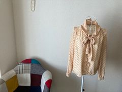 リボンタイ付き水玉シフォンブラウス（Fabulous）