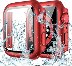 【人気商品】40mm/41mm/44mm/45mm 40mm/41mm/44mm/45mm アップルウォッチシリーズ 対応 対応 脱着簡単 高タッチ感度 高透過率 軽量 耐衝撃 (レッド カバー 一体型 PCフレーム 防水ケース ケース 40mm) 9/8/7