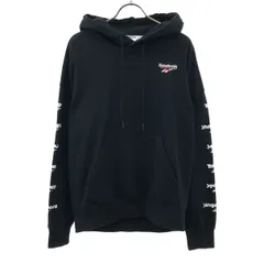 Reebok CLASSIC リーボッククラシック ロゴ刺繍 長袖 スウェットパーカー S ブラック メンズ 古着