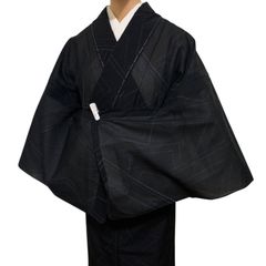 R-1317 　着物　夏物　単衣　紬　裄64.5センチ　レディース　透け感あり　一部しつけ糸付き