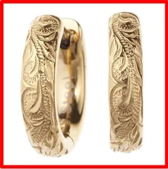 【送料無料 】ゴールド [Piena(ピエナ)] サージカルステンレス316L 金属アレルギー対応 プルメリア スクロール ハワイアンジュエリー フープピアス 