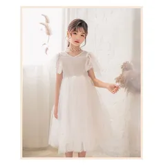 子供 ドレス ピアノ 発表会 キッズ フォーマル チュールワンピース ふわふわ ふんわり感 子供ドレス 半袖 星柄 女の子 ロングワンピース キラキラ フレアワンピース ジュニア 膝丈 プリンセス 結婚式 姫系 お姫様 夏ワンピ 子供服 卒業式 日常着