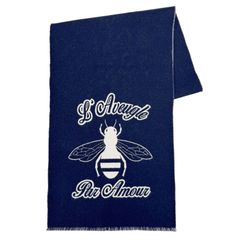 GUCCI グッチ マフラー bee×star 蜂×星 ネイビー ホワイト