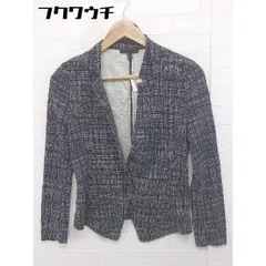 ◇ ICB アイシービー 総柄 1B 長袖 テーラードジャケット サイズ9 4 ブラック ホワイト系 レディース  【中古】 【1108270007428】