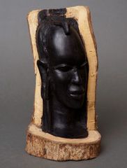 アフリカ　タンザニア　黒檀彫刻　頭像　#18　マコンデ　一刀彫　木彫り　アート