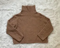 【美品】アンタイトル ウールカシミヤ混 オフタートル キャメル ラメニット