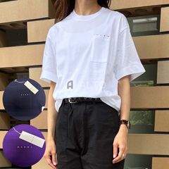 ☆2025春夏物モデル☆MARNI KIDS マルニ キッズ M01415 M00RF 半袖 ロゴプリント Tシャツ ポケット付き レディース ガールズ 大人もOK ★選べる3カラー★ホワイト・ネイビー・パープル