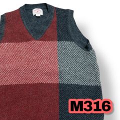 Brooks Brothers(ブルックスブラザーズ)　ニットベスト　グレー色×レッド色　XSサイズ　レディーストップス　管理M316