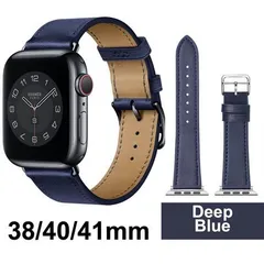 【590040384041】Apple Watch バンド 合皮 38/40/41mm ディープブルー