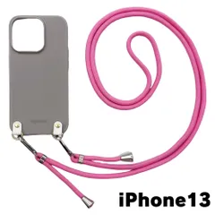 【新品未使用】iPhone13 アイフォン13 ケース(くすみグレー/ローズ)ひも TPU カバー ストラップ myones 斜め掛け zmyones002-ps1-st25-iphone13-gy-rs