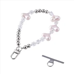 エレコム スマホストラップ ハートビーズ ハンドストラップ 手首 落下防止 かわいい おしゃれ ストラップホルダーシート付き iPhone/Android対応 携帯ストラップ ピンク P-STHBEHPN 【５営業日以内発送】 【定形外郵便にて発送】