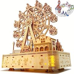 スターバックス / クリスマス / 観覧車オルゴール / 極美品 大人のための 3D 木製パズル 観覧車オルゴール LED 内蔵木製工芸