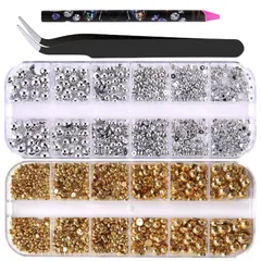 新品 半円パール ネイルパーツ 2ケース入り 3D 立体 パール 半球 丸 ネイル ブリオン ゴールド シルバー ビーズ ストーン ネイルアート ネイルストーン デコパーツ ジュエリーパーツ DIY 手芸素材 (マルチカラーB)