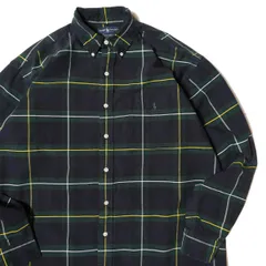 90's ラルフローレン タータンチェック ボタンダウン シャツ (M) 緑×紺 ビッグシャツ 90年代 旧タグ オールド ポロビッグコレクション アメリカ古着 USED ビンテージ ヴィンテージ