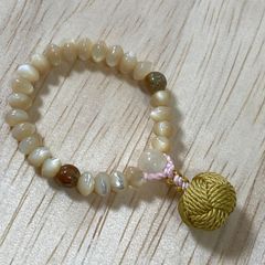 指念珠 天然石 白蝶貝 オリーブ 一個 パワーストーン お参り 心の安らぎにも