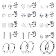 【数量限定】スタッドピアス シンプル フープピアス クリスマス プレゼント 誕生日 ピンクゴールド ゴールド プラチナ 30個 アレルギー対応 ステンレス ハート 一粒 ジルコン 星 ピアス ピアス ピアス スクエア 三角 人気 Jstyle[ジェイスタイル]