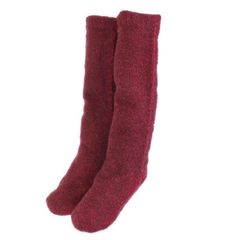 SocksDEPO 靴下 てぶくろ屋さんがつくった「モコモコ先丸ソックス ゆったり派シングル ロングタイプ」 裏起毛 日本製 杢レッド 約19-27cm
