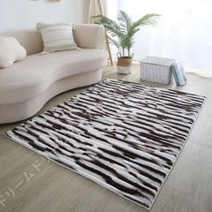 ラグマット 北欧 ふわふわ 絨毯 抗菌 防臭 防ダニ ライン柄 カーペット ラグ 滑り止め付き ホットカーペッ 冬用 ふわっと手触り優しいフラ