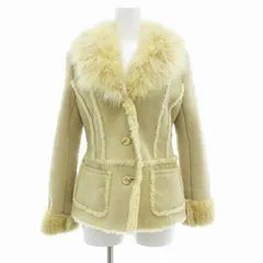 フランコフェラーロ FRANCO FERRARO ハーフコート ジャケット ミドル丈 ムートン フォックスファー スエード 2 ベージュ /JS