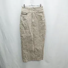 ◇ Θ AZUL BY MOUSSY ハイウエスト スリット加工 膝下丈 タイト スカート サイズS ライトブラウン レディース E  【1412260009454】