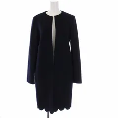ヨーコチャン YOKO CHAN スカラップノーカラーコート アウター ロング ウール 36 S 紺 ネイビー YCC-318-079 /KHのサムネイル