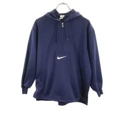 ナイキ 90s 白タグ 日本製 ジャージ ハーフジップ パーカー M ネイビー NIKE プルオーバー オールド ヴィンテージ メンズ 古着 【240218】