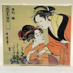 【商品番号MS-PC NO.336】織物色紙ポストカード 風俗美人時計　135ｍｍ×120ｍｍ