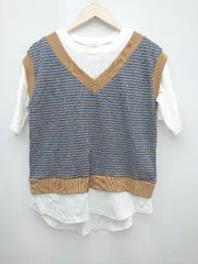 ◇ classicalelf クラシカルエルフ ベスト ドッキング 半袖 カットソー サイズM ホワイト ベージュ ブルー レディース P  【1308240015587】