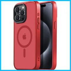 【特価商品】max用 pro pro イフォン15 ストラップホール付き 黄ばみなし カバー 全面保護 耐久性 耐衝撃 ワイヤレス充電 マグセーフ対応 マグネット搭載 半透明 ケース 用 赤 max 15 iPhone 【米軍規格・MagSafe対応】Gtso