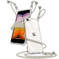 iPhone SE 第3世代 第2世代 ケース クリア ショルダー iphone 8 ケース iPhone 7 スマホケース アイフォン7/8/se2/se3 カバー 肩掛け 斜めかけ 縄掛けケース 透明 薄型 軽量 TPU 携帯ケース 紐付き 斜めがけ  1