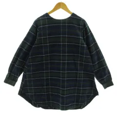 サマンサモスモス SM2 カットソー チュニック丈 長袖 Aライン コットン チェック ブルー 青 グリーン 緑 ホワイト 白 ブラック 黒 M