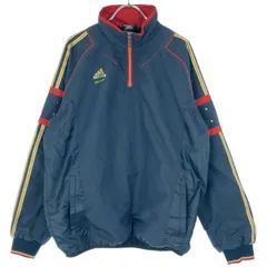 古着 メンズL adidas/アディダス 裏起毛 ハーフジップ プロフェッショナル 野球 トレーニングウェア ネイビー/レッド/ゴールド O35851 gl00195