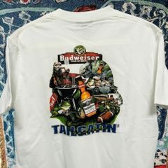 レトロデザイン ティーシャツ 夏 半袖 メンズ 新品 ホワイト バドワイザー Budweiser 半袖 reprint Tシャツ 夏 新品 アニマル XL レトロ 個性的 奇抜  攻め 前衛的 ビンテージリプリント vintage riprint 古着
